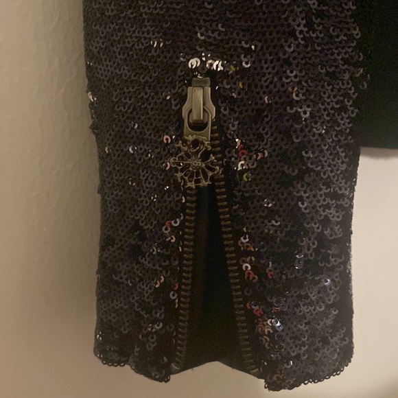 Maison Scotch Scotch & Soda Sequins Sleeves Blazer Jacket Black - Picture 3 of 4